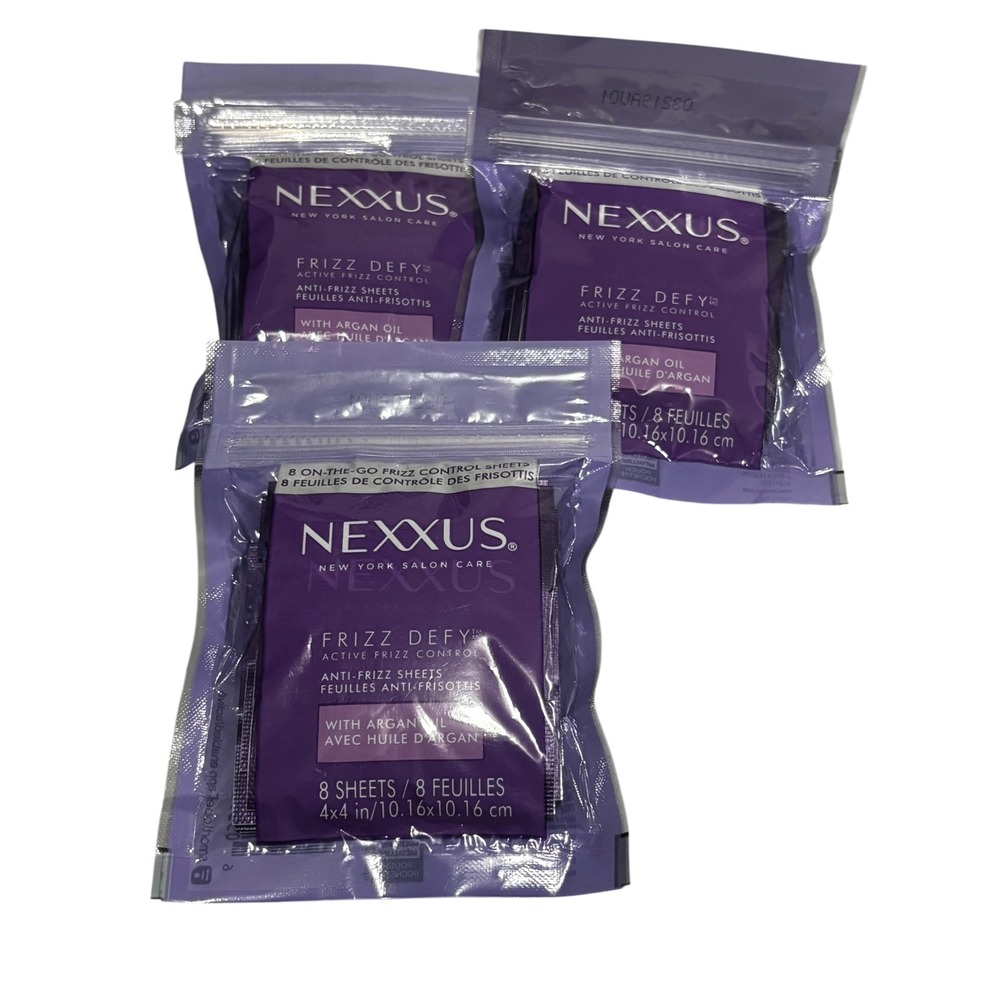 Nexxus Frizz Defy Anti-Frizz Sheets with Argan Oil 8 Count 3 Pack Total 24